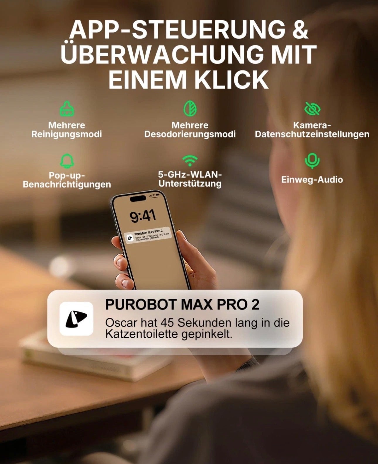PUROBOT MAX PRO 2 - Selbstreinigende Katzentoilette mit Kamera